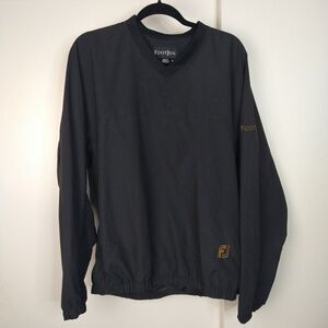 FootJoy Golf Pullover Windbreaker Jacket Mens Size M Black Zip Pockets Vneck